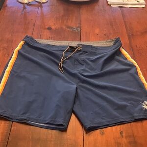 Navy Athletic Shorts with Orange Accent